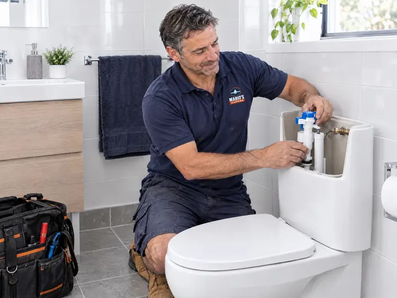 Mario replacing the inlet valve in a toilet cistern